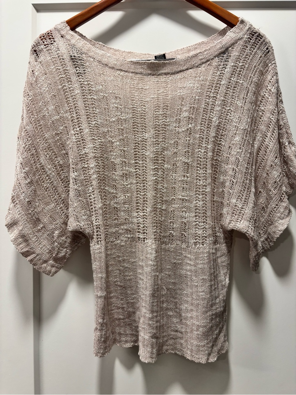 Streetwear Society Light Blush Open-Knit Short Sleeve Sweater